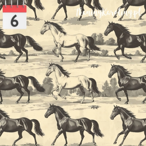 TKANINA WODOODPORNA OXFORD Konie czarno - białe [6]