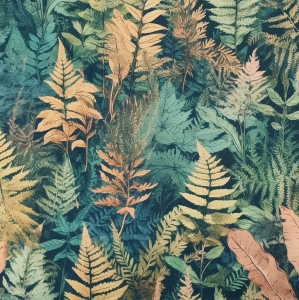 OD RĘKI TKANINA WODOODPORNA OXFORD Jesienne paprocie akwarela