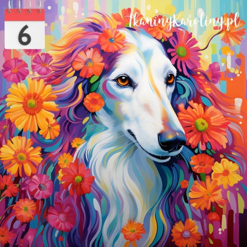 Panel welurowy Pies chart w kwiatach [6]