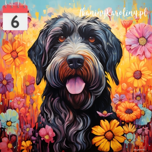 Panel welurowy Pies terier w kwiatach [6]