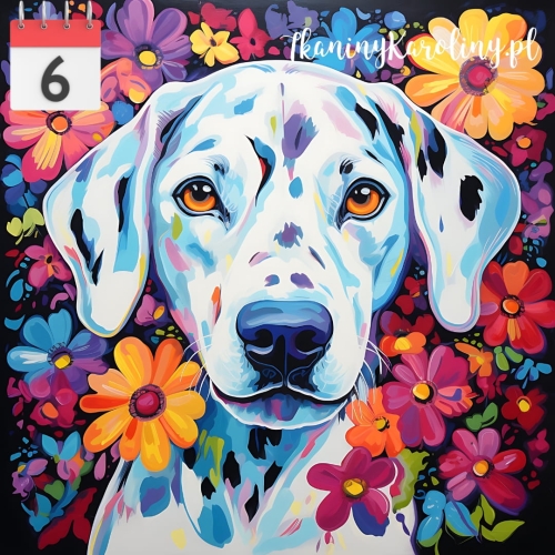 Panel welurowy Pies dalmatyńczyk w kwiatach [6]