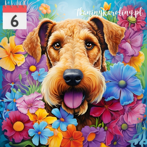 Panel welurowy Pies terier w kwiatach 2 [6]