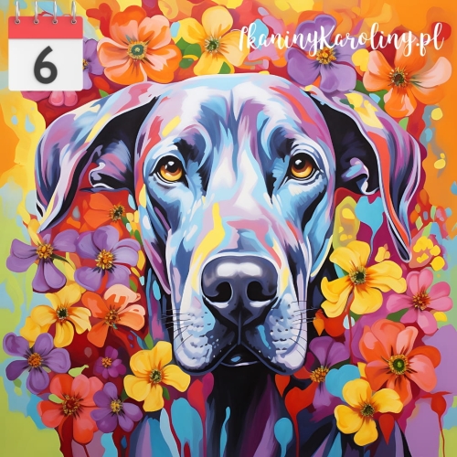 Panel welurowy Pies dog niemiecki w kwiatach [6]