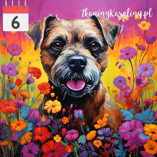 Panel welurowy Pies border terrier w kwiatach [6]