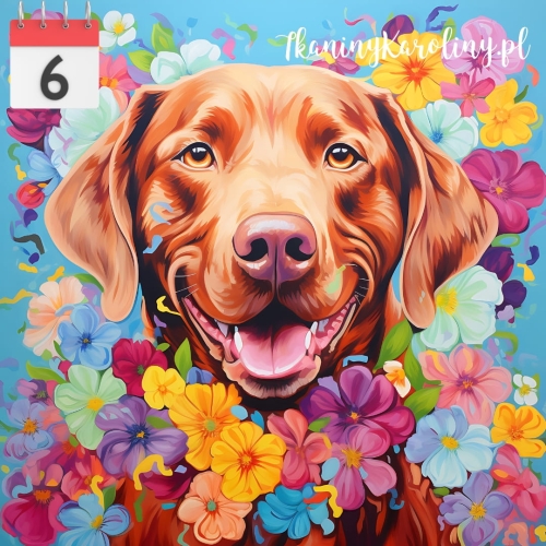 Panel welurowy Pies golden retriever w kwiatach [6]