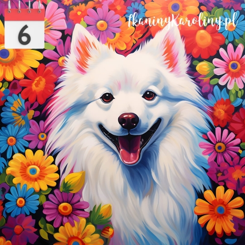 Panel welurowy Pies szpic miniaturowy w kwiatach [6]