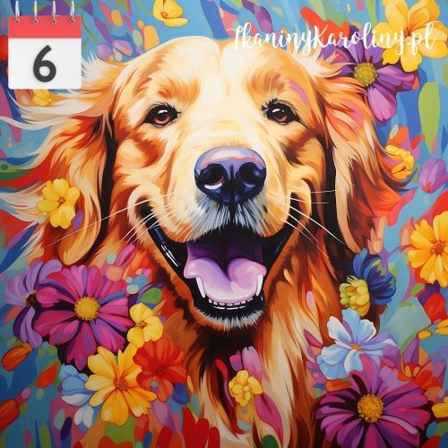 Panel welurowy Pies golden retriever w kwiatach 2 [6]