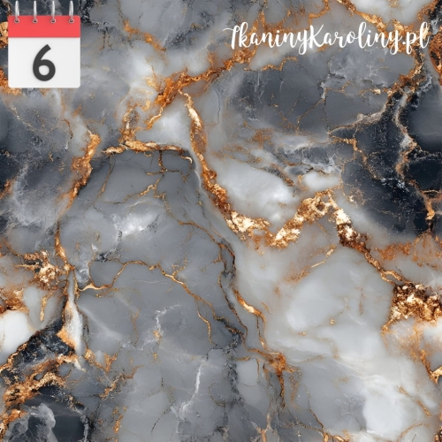 TKANINA WODOODPORNA OXFORD Marmur szary ze złotym [6]