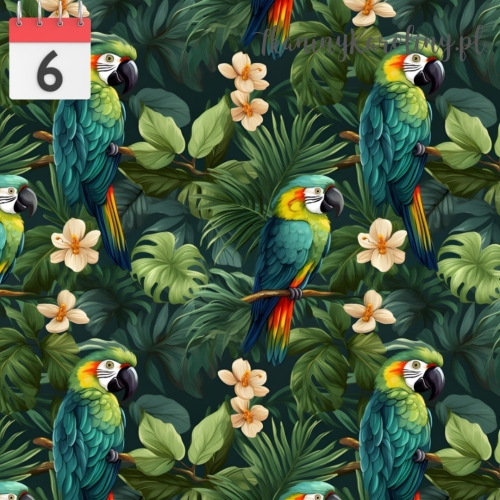 WELUR TAPICERSKI DRUKOWANY W dżungli Papugi
