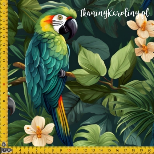 WELUR TAPICERSKI DRUKOWANY W dżungli Papugi