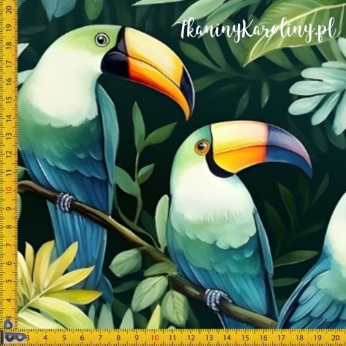 WELUR TAPICERSKI DRUKOWANY W dżungli Tukany