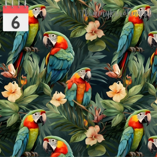 WELUR TAPICERSKI DRUKOWANY W dżungli Papugi 5