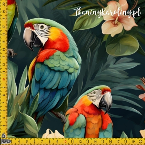 WELUR TAPICERSKI DRUKOWANY W dżungli Papugi 5