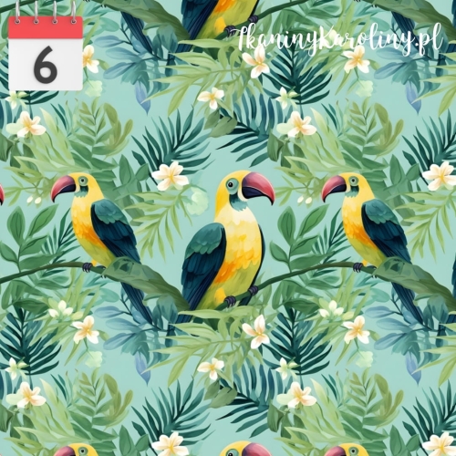 WELUR TAPICERSKI DRUKOWANY W dżungli Tukany 1