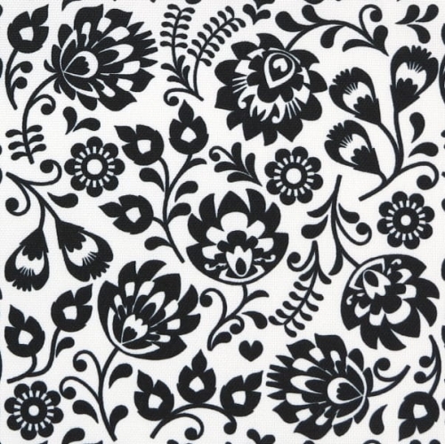 TKANINA WODOODPORNA Łowicz czarny na białym [6-8]