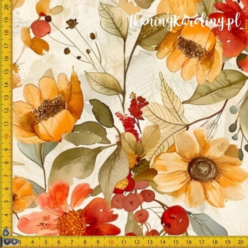 SOFTSHELL WODOODPORNY Jesienne kwiaty 17 - na jasnym tle [6-8]