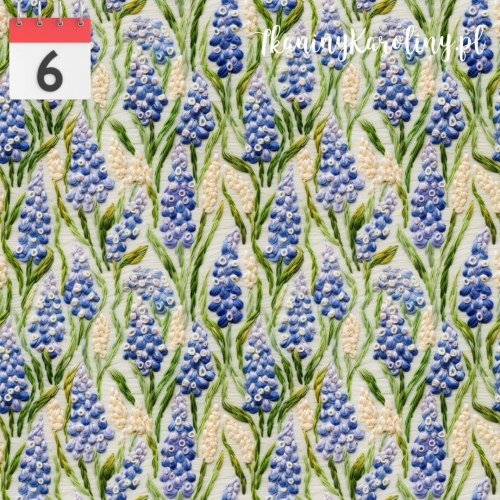 WELUR TAPICERSKI Wiosenne kwiaty haft szafirki