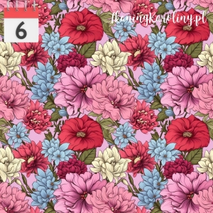 TKANINA WODOODPORNA OXFORD Kwiaty vintage mix różowe [6]