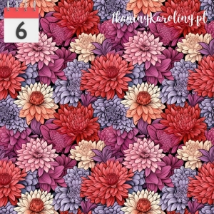 TKANINA WODOODPORNA OXFORD Kwiaty vintage mix chryzantemy [6]