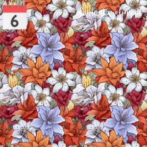 TKANINA WODOODPORNA OXFORD Kwiaty vintage fioletowo pomarańczowe [6]