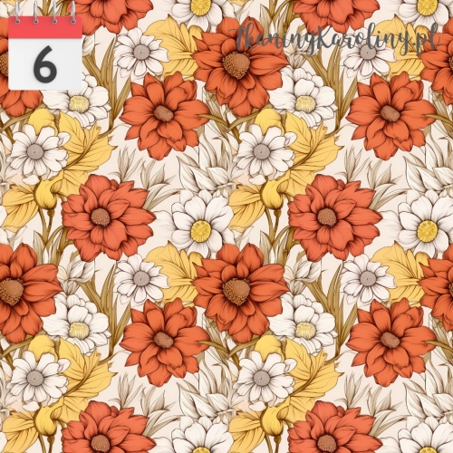 WELUR TAPICERSKI Kwiaty vintage mix pomarańczowo żółte [6]