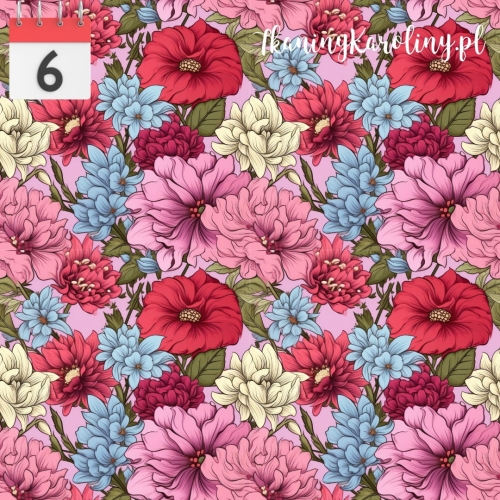 WELUR TAPICERSKI Kwiaty vintage mix różowe [6]