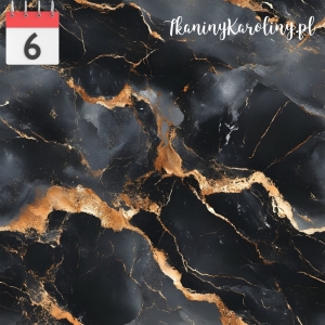 OD RĘKI TKANINA WODOODPORNA OXFORD Marmur czarny ze złotym (duży wzór)