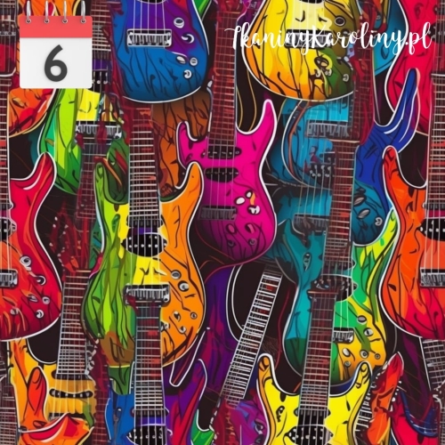 TKANINA WODOODPORNA OXFORD Kolorowe gitary