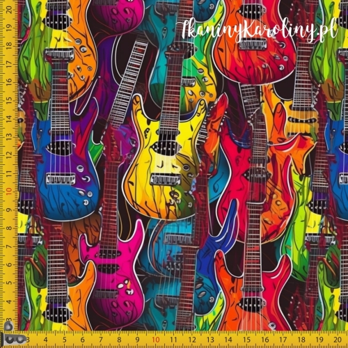 TKANINA WODOODPORNA OXFORD Kolorowe gitary