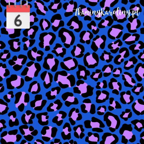 SOFTSHELL WODOODPORNY Panterka fioletowa na niebieskim