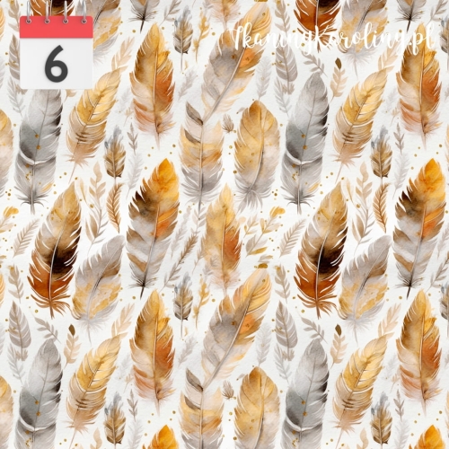 TKANINA WODOODPORNA OXFORD Pióra brązowo złote [6]