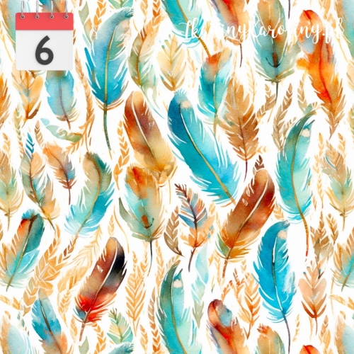 TKANINA WODOODPORNA OXFORD Pióra turkusowo złote [6]