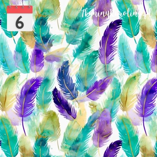 TKANINA WODOODPORNA OXFORD Pióra turkusowo fioletowe [6] 