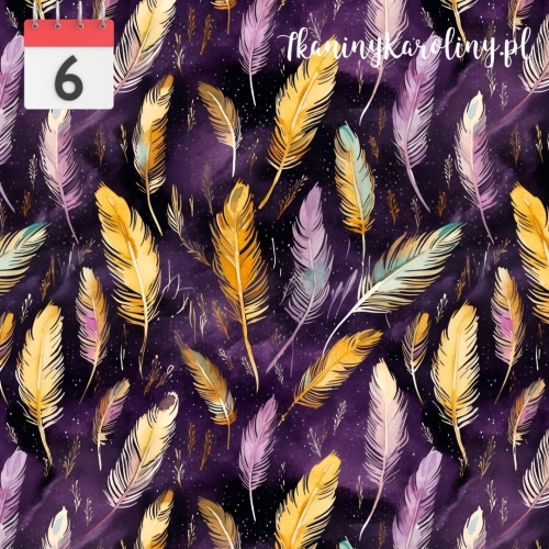 TKANINA WODOODPORNA OXFORD Pióra złote na ciemnym tle [6]