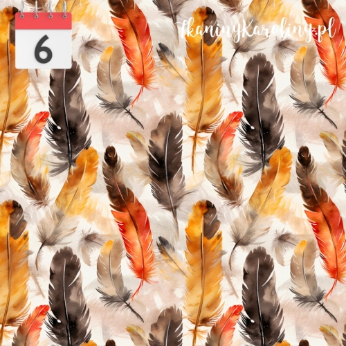 TKANINA WODOODPORNA OXFORD Pióra rudo złote [6]