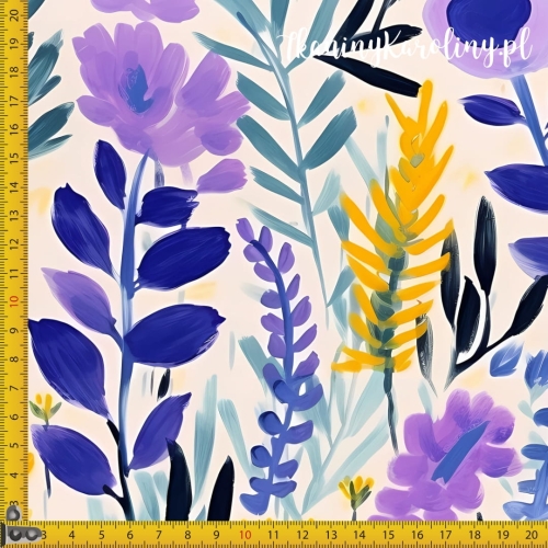 WELUR TAPICERSKI Kwiaty polne fioletowe