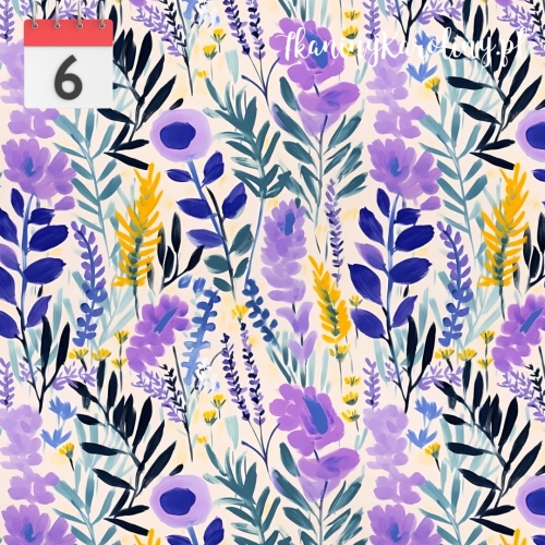 WELUR TAPICERSKI Kwiaty polne fioletowe