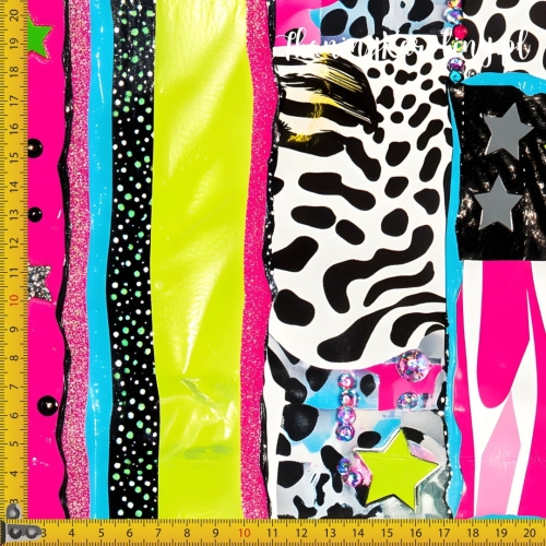 TKANINA WODOODPORNA OXFORD Neonowa abstrakcja różowo-żółte plamy