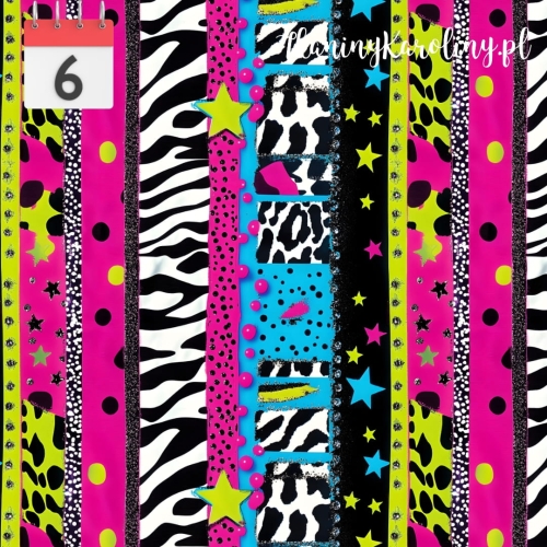 TKANINA WODOODPORNA OXFORD Neonowa abstrakcja zebra na pasach