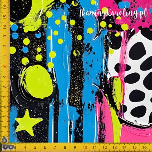 TKANINA WODOODPORNA OXFORD Neonowa abstrakcja plamy zielone