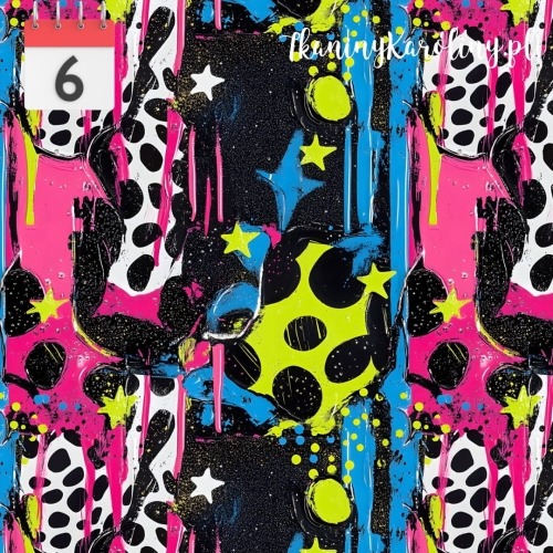 TKANINA WODOODPORNA OXFORD Neonowa abstrakcja plamy zielone