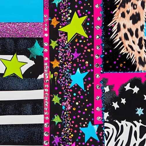 TKANINA WODOODPORNA OXFORD Neonowa abstrakcja paski czarno-białe na pasach