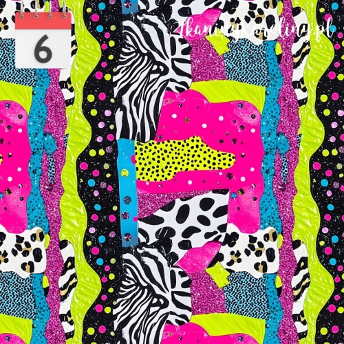 TKANINA WODOODPORNA OXFORD Neonowa abstrakcja past różowo-zielone