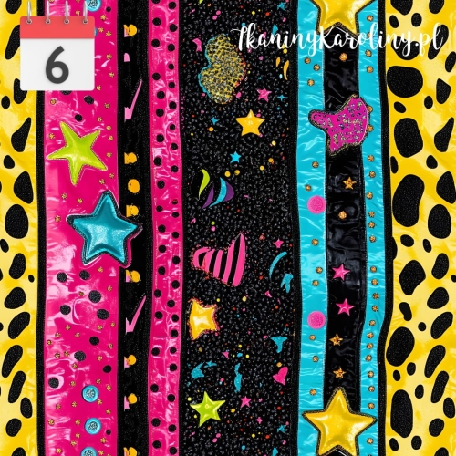 SOFTSHELL WODOODPORNY Neonowa abstrakcja pasy z gwiazdkami