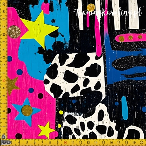 SOFTSHELL WODOODPORNY Neonowa abstrakcja kwadraty zebra