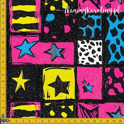 SOFTSHELL WODOODPORNY Neonowa abstrakcja kwadraciki