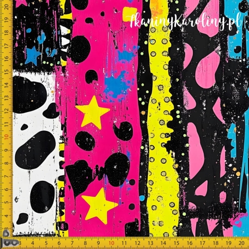 SOFTSHELL WODOODPORNY Neonowa abstrakcja pasy czarny plamami