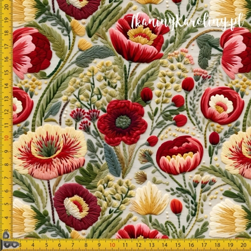 SOFTSHELL WODOODPORNY Piwonie haft vintage na jasnym