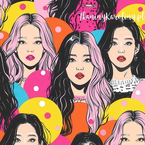 WELUR TAPICERSKI K-POP Dziewczyny w kolorowych kropkach [6-8] 