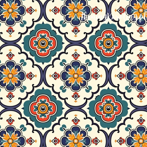 WELUR TAPICERSKI Wzory orientalne, Morska Symetria na jasnym tle